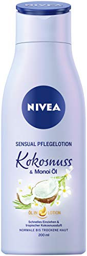 NIVEA Body Sensual Coconut & Monoi Oil Moisturising Lotion 200 ml, Quick-Absorbing Body Lotion with Coconut Fragrance, Body Cream for 24 Hours of Moisture