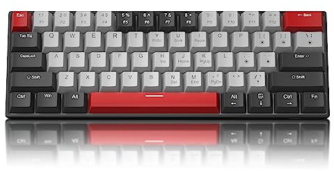 Clavier de jeu mécanique à 60 %, touches de couleurs mélangées avec commutateurs bleus, mini clavier de jeu détachable avec câble de type C avec lumière LED bleue pour PC/ordinateur portable