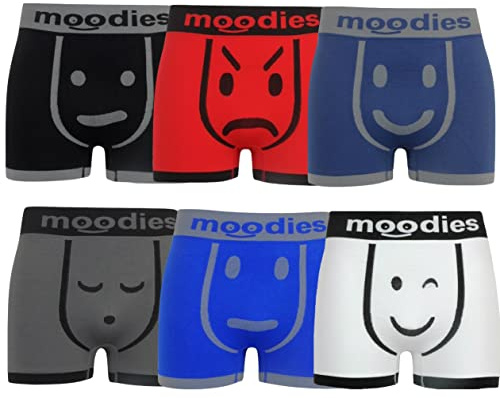moodies Mens Boxer Shorts Seamless Trunks Briefs Adults Underwear 6 Pairs (Large)