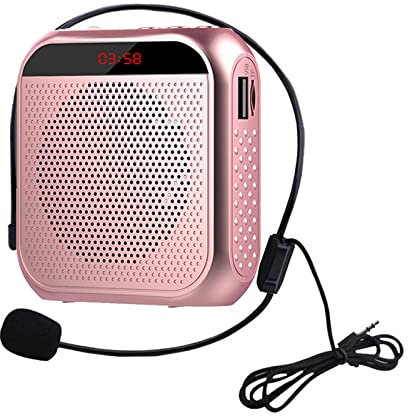 YCWF Amplificador de voz para profesores, micrófono portátil recargable con altavoz, sistema PA portátil para exteriores, enseñanza, reuniones, presentaciones, etc. (oro rosa)