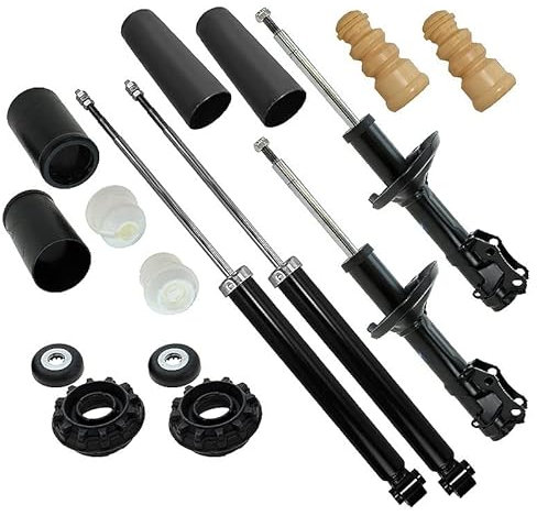 BESTPRICE 4 ammortizzatori a gas a pressione anteriori e posteriori, compreso il supporto del puntone e il kit di protezione dalla polvere, compatibili con SEAT AROSA (6H1), VW LUPO I (6X1, 6E1)