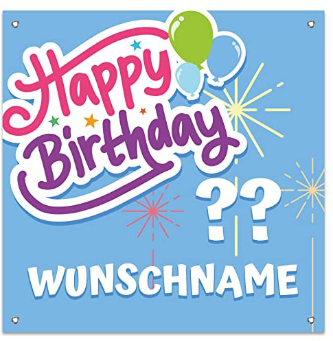 Banner Geburtstag mit Namen und Alter selbst gestalten 2 Größen (1 x 1 Meter)