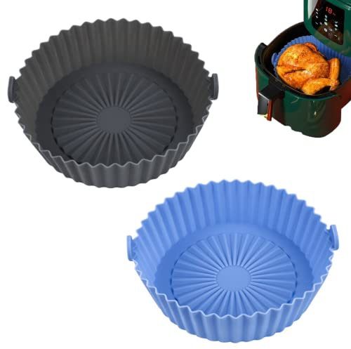 Air Fryer Silicone Pot,2 Stück Silikonform für Heißluftfritteuse,Airfryer Silikonform,Heißluftfritteuse Silikon Backblech,Heißluftfritteuse Backform,Wiederverwendbar Heißluftfritteuse Silikonform