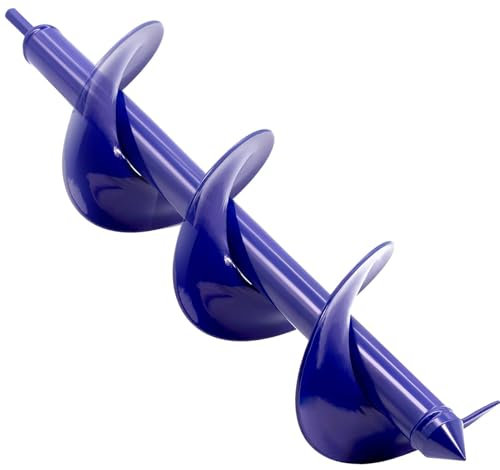 SYITCUN Garden Hole Digger Auger for Planting Bulbs Seedlings,Bulb Auger,Heavy Duty Extended Spiral Drill Bit,Powerful Auger,Long Handle Bulb Planter Tools 9x40cm, Bluish purple