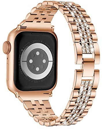 Missair Kompatibel med Apple Watch-remmar kvinnor 40 mm 41 mm 38 mm 42 mm 44 mm 45 mm 46 mm 49 mm, Bling Diamond smycken metallarmband rem band för iWatch serie 11 10 9 8 7 6 5 4 3 2 1 SE Ultra, 46mm