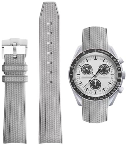 HEYOZURY Uhrenarmbandfür 20mm Omega x Swatch MoonSwatch Rolex Watch Silikon Männer mit Edelstahl Faltschließe Ersatz Armband Original Armband Omega x Swatch MoonSwatch Speedmaster