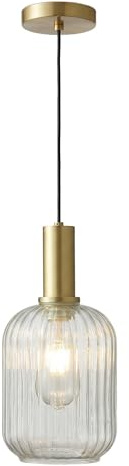 LFsem Pendelleuchte Esstisch Hängelampe, Hängeleuchte aus Gold Metall & Transparent Glas, Esszimmerlampe Hängend, E27 Pendellampe für Esszimmer Wohnzimmer Küche & Schlafzimmer, Ø 13cm