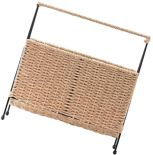 Alipis Geflochtener Zeitschriftenkorb Stehender Zeitungsständer Dekorativer Zeitschriften-Aufbewahrungskorb Für Den Bauernhaus-Bücherkorb Zeitungshalter Für Den Schreibtisch Zu