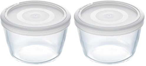 Pyrex Cook&Freeze Récipient Rond avec Couvercle 12 cm-0,6 L, Verre Borosilicate Extra résistant, adapté au Four (Lot de 2)
