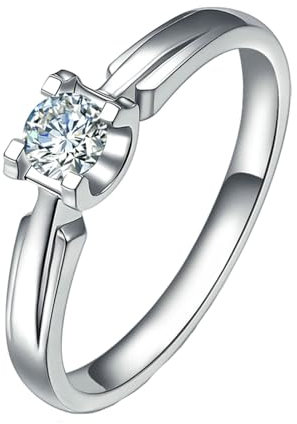 ANAZOZ Trauringe Platin 950, Solitärring Damen Eheringe mit Labor Diamant 0,2 Karat größe 51 (16.2)