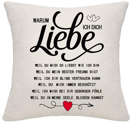Bommex Ich Liebe Dich Geschenke für Mädchen Frauen Geschenke Kissenbezug für Freund Freund Frau Ehemann Geschenk für Sie ihn Geburtstag Geschenk Weihnachten Geschenk (Stil-3)