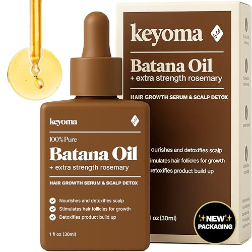 Keyoma Batana Oil for Hair Growth with Rosemary: Nourish & Detox Scalp for Thicker, Stronger, Longer Hair - 100% Organic Batana Oil from Honduras - Reduce Hair Loss (30 mL)