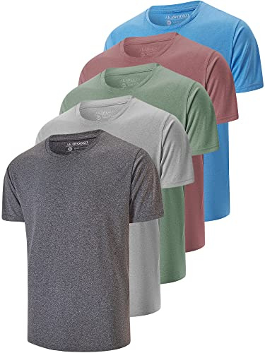 5 Pack Men's Dry Fit T Shirts Athletic Running Gym Workout Short Sleeve Tee Shirts for Men (US, Alpha, Small, Regular, Regular, Set 4)