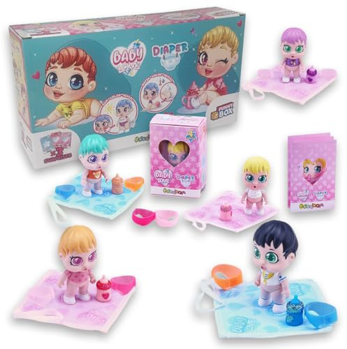 #sbabam Funny Box Baby Love Wickelbox, Mini Puppe mit Fläschchen, Windeln, Schnuller und Kinderbett, 3er-Pack, Spielzeug ab 3 Jahre für Kinder - Babypuppen Mädchen 6 Jahre