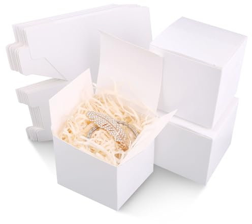 10 Stück Karton Geschenkboxen Weiß, 8 x 8 x 8cm Geschenkschachtel Weiß mit Deckel, Weiße Papier Karton Geschenkschachteln, Geschenkbox Quadratisch, für Geschenke Hochzeit Party Weihnachten Geburtstage