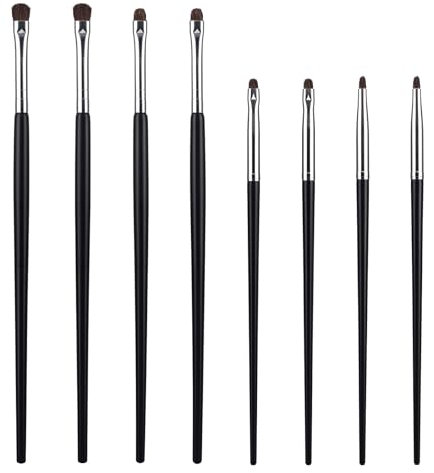 8Pcs Eye Makeup Brush Sets Mini Smudge Brush for Eyeliner Eyeshadow Brushes for Powder Gel Cream Liquid Concealer Brush Eyeliner Blending Corner Highlighter Soft Natural Pony Hair Brush