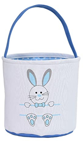 Adorable Bunny Easter Bags, Large Capacity Canvas Bunny Baskets for Kids Easter Storage Basket, Easter Egg Hunt Bags for Party Decoration (#2)