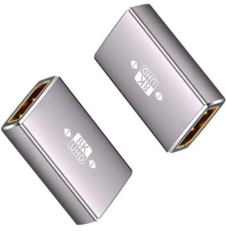 Duttek Adattatore Displayport a Displayport 2.1, Convertitore Femmina DisplayPort a Femmina 8K Adattatore di Estensione per HDTV, Monitor, Laptop, Proiettore Nero (DP a DP Coupler) 2Pack