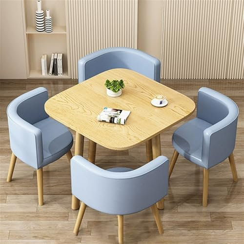 Quadratischen Tisch Esstisch-Set Besprechungstisch Besprechungstisch Mit Stühlen, Verkaufsbüro, Raum-Esstisch-Set Geeignet für Die Lounge Büro(Blue)