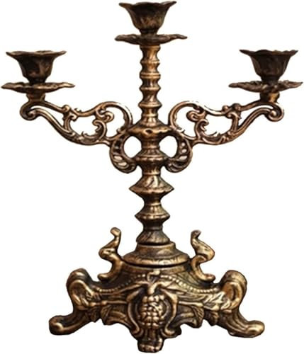 Vintage-Kerzenhalter aus Gusseisen mit 3 Armen for Stumpenkerzen, verzierter Kerzenständer aus Schmiedeeisen for Heimdekoration, Kamin, Esstisch-Mittelstück