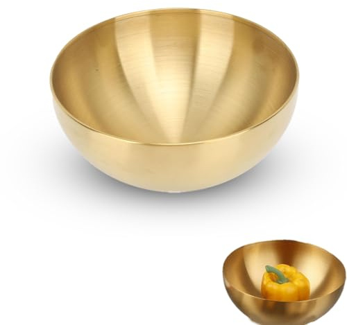 Gsycle Tazones Para Mezclar De Metal, 20 CM Acero Inoxidable Doble Pared Tazón Redondo Para Ensalada Tazón De Metal Para Mezclar Tazones Para Cocina Restaurante (Oro)