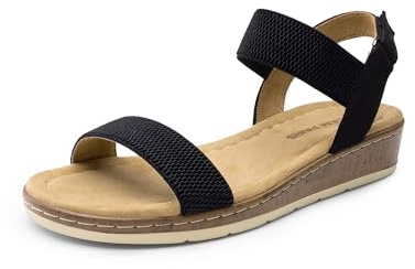 DREAM PAIRS Sandali alla Moda da Donna Comode Scarpe con Tacco a Zeppa e Suola Leggera per Camminare Spiaggia Viaggi,Size 39,Nero,DWUMFS2525