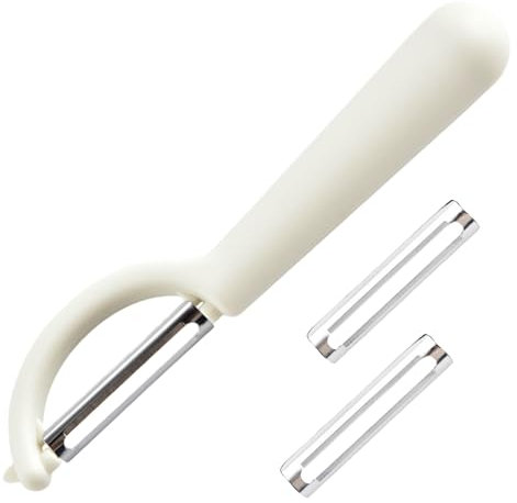 P-Sparschäler für Tupper mit 2 Ersatzklingen,Schäler Für Tupperware Ersatzteile,Kartoffelschäler Küche Set,Spargelschäler,Edelstahl Ersatzklinge für Gemüseschäler,Schälmesser,Vegetable Peeler (Weiß)