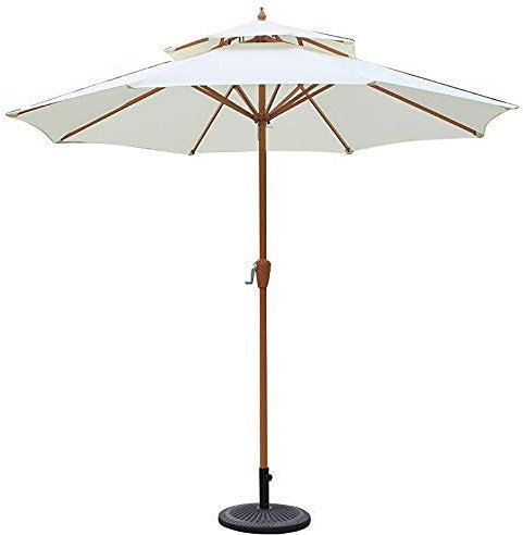 WOTZOV Sonnenschirm, Gartenschirm mit doppelter Oberseite, 2,7 m, Gartenschirm, Marktschirm für Balkon, Terrasse, Angeln, Hinterhof – wasserdichter UV-Schutz，Weiß