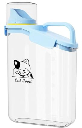Boite Croquettes Chat Bleu 2.8L avec Doseur et Large Ouverture Nourriture