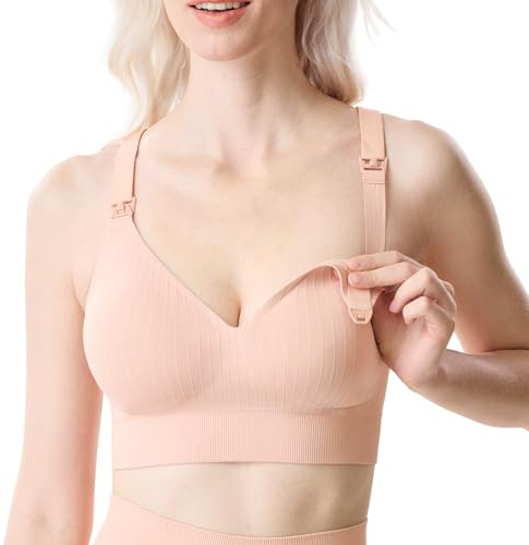 momcozy CoolFit amnings-BH | Sportamnings-bh med kyleffekt för yoga och träning | mjuk, stödjande graviditetsbehå med racerback | Andningsbar och stretchig, svart, S