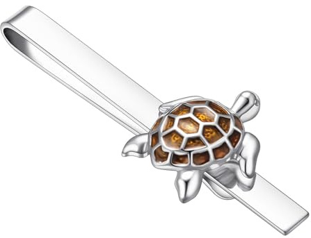Asienice Sea Turtle Tie Clip Silver Tie Pins For Men Novelty Tie Clip | Sea Animals Tie Clip For Men Unique Silver Tie Clip With Tortoise On It Turtle Lapel Pins For Men