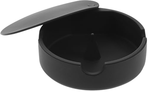 ULTECHNOVO Cenicero con Tapa para Escritorio Cenicero De Mesa Redondo Resistente Al Calor Y a Prueba De Rotura para Guardar Cenizas En Salón De Estar Oficina Y Hogar 3.93X3.93X1.18In