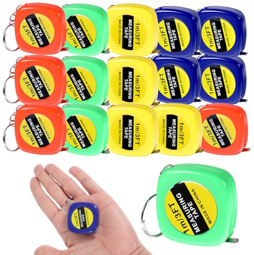 16 stycken mini indragbart måttband 100 cm litet måttband för nyckelring som presentingenjörer lätt att dra in design för kroppsstorlek, kläder, byst, huvudomkrets, längdmätning