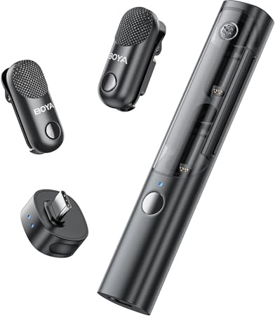 BOYA Magic Micrófono inalámbrico para iPhone 15-16/Android/PC/Cámara Diseño 4 en 1 Micrófono de Solapa 30 Horas de duración 48 kHz/24 bits Micrófono de Escritorio/Mano Reducción de Ruido IA