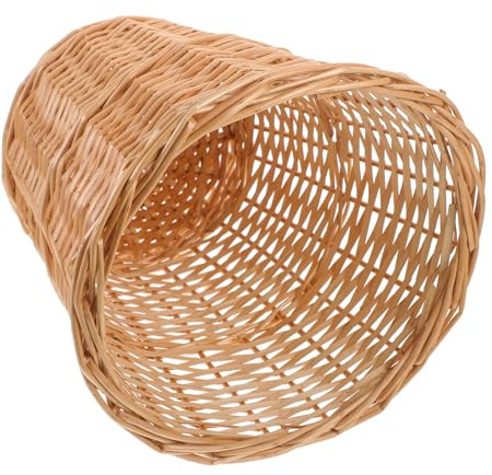 FIXOSHEE Cesta de Basura Tejida de Mimbre Natural Resistente y Duradera Diseño Vintage para Multifuncional para Cocina Oficina y Dormitorio