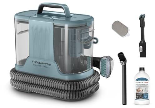 Rowenta Clean It Compact, Aspirador de tapicerías, Limpiador de manchas, rápido y fácil, suciedad de mascotas, 400 W, Diseño compacto, Incluye sistema de autolimpieza, IN3021F0