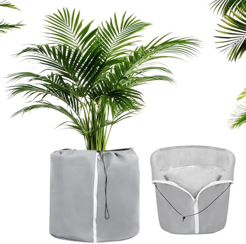 JIDAYOEU Protección Térmica para Macetas 45×50cm, Protector Térmico para Plantas, Funda para Plantas para Invierno, Durante Todo el año Protección de Macetas para Plantas (Gris)