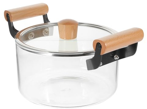 IWOWHERO Casserole en Verre Transparent 2,5 L, Marmite à Soupe Résistante la Chaleur, Diamètre 10,5 Cm, Ustensile Cuisine Ménager pour Cuisson Gaz, Soupière Polyvalente pour Mijotage