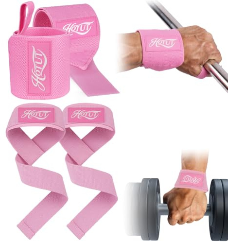 HOTUT Sangle de Tirage Musculation, Bande Poignet Musculation, Lifting Straps pour Fitness, Levage, Gym, Poignets, Haltérophilie Lourde, Support de Levage de Poids