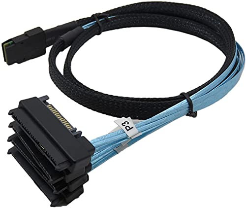 CableDeconn Mini SAS 36 SFF-8087 to (4) SFF-8482 Connectors with SATA Power 0.5m