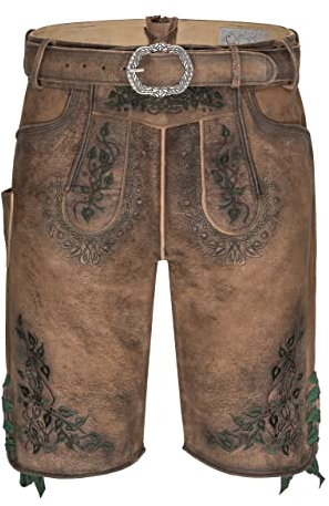 Herren Lederhose Maximilian - Premium Trachtenlederhose Schöneberger Trachten inkl. Trachtengürtel (58, braun)