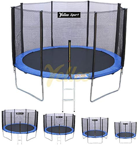 YELLOO SPORT - Elastisches Trampolin für Erwachsene und Kinder, Gartentrampolin, CE TÜV GS zertifiziert, Springen Kinder im Freien, Trampolin zum Spaß (Blau, Durchmesser 366 cm)