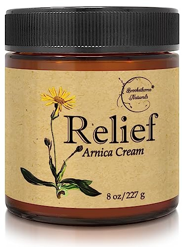 Relief Arnica Cream – Enriched with Lemongrass, Eucalyptus & Rosemary Essential Oils – All Natural Massage Lotion for Sore Muscles & Stiffness. Perfect for Massage Therapy by Brookethorne Naturals