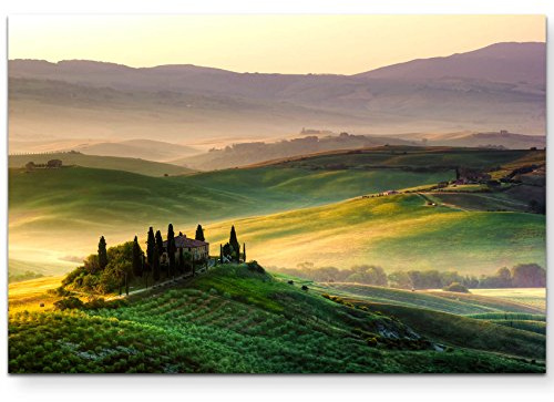 Leinwandbilder | Bilder Leinwand 120x80cm Hügel und Wiesen in der Toskana