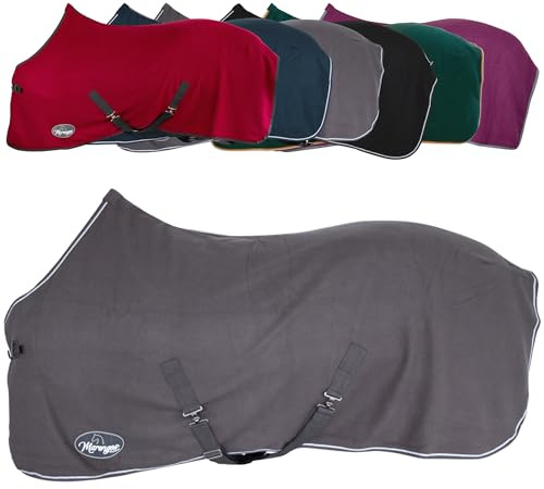 Marengos - Abschwitzdecke Economic mit Kreuzgurten – Grau – 135cm | Pferdedecke mit Frontschnalle, Schweifkordel, Widerristpolster & abnehmbaren Gurten – atmungsaktive Fleecedecke