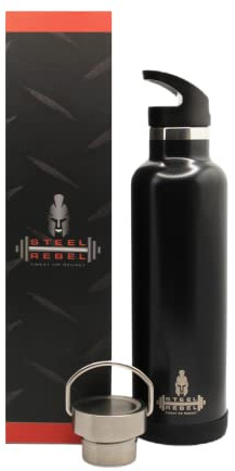 Steel Rebel - Sportflasche Trinkflasche Wasserflasche Edelstahl mit Strohhalm, 2 Deckel und Schutzhülle - Ideal für Sport, Fitness, und Outdoor - 700ml BPA-Frei Auslaufsicher