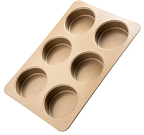 Yomvzake Hamburger Bun Pan Deep Dish Cookie Pan, Nonstick Hamburger Bread Forms 4 Inch Cake Pan Mini Round Disc Pan for Baking Burger Buns English Muffin Whoopie Pies Muffin Top