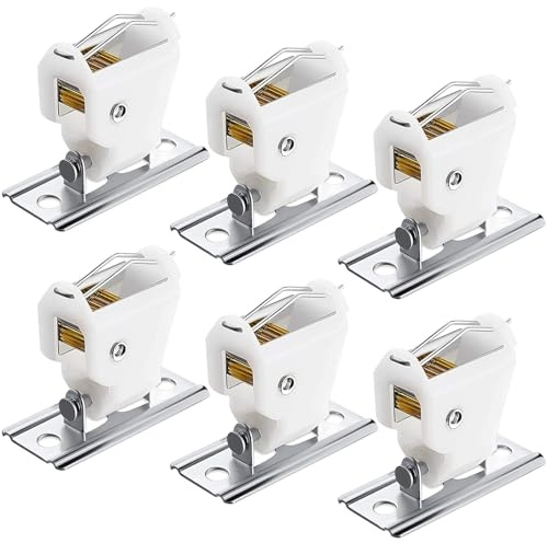 Jetec 6 Pieces White Roman Shade Cord Lock Dual Brass Wheels Stainless Steel Bracket Swivel Type Hold up to 3 Cords Austrian Shade Window Blind Lock for Pleated Shades Woven Wood Shades Bamboo Blinds