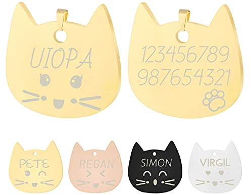 Hundemarke, Uiopa Hundemarke mit Gravur Adressanhänger Hund/Katze Katzenmarke Personalisiert Hundeanhänger mit Gravur, Katzen Anhänger für Kleine und Mittelgroße Hunde und Haustier (Golden, Klein)