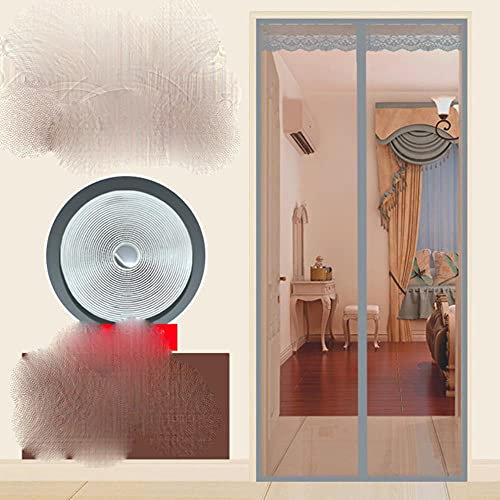 Large Size Anti-Mosquito Curtain Door Net with magnet Hands-free Magnetic Anti fly insect mosquito curtain mesh for door screen-grey solid,W180xH240cm,China